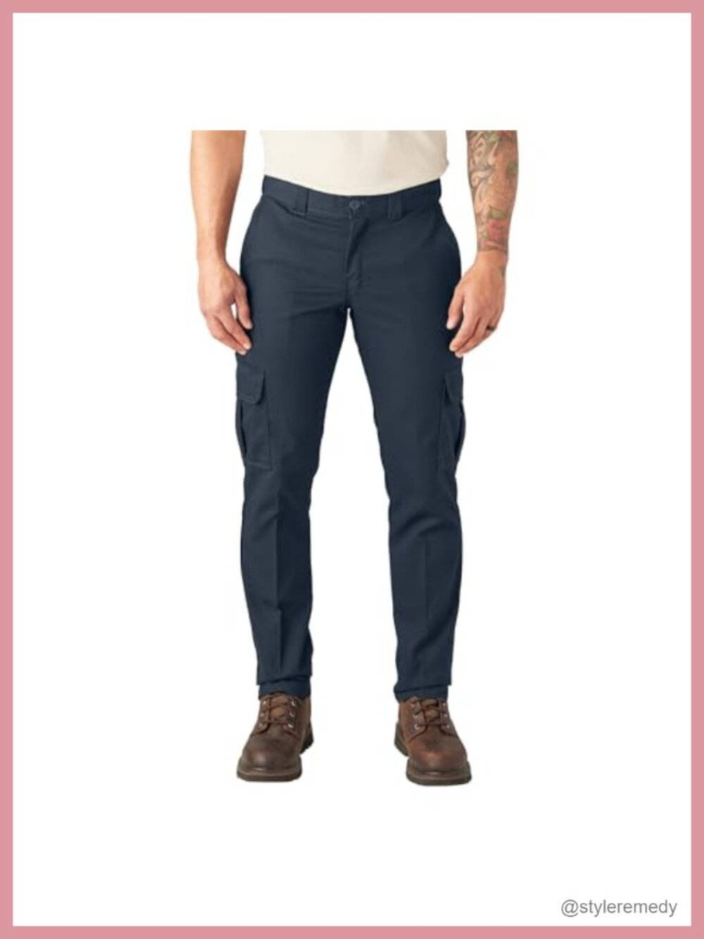 Slim Fit Cargo Pants Men's Stretch Work Trousers Tapered Zip